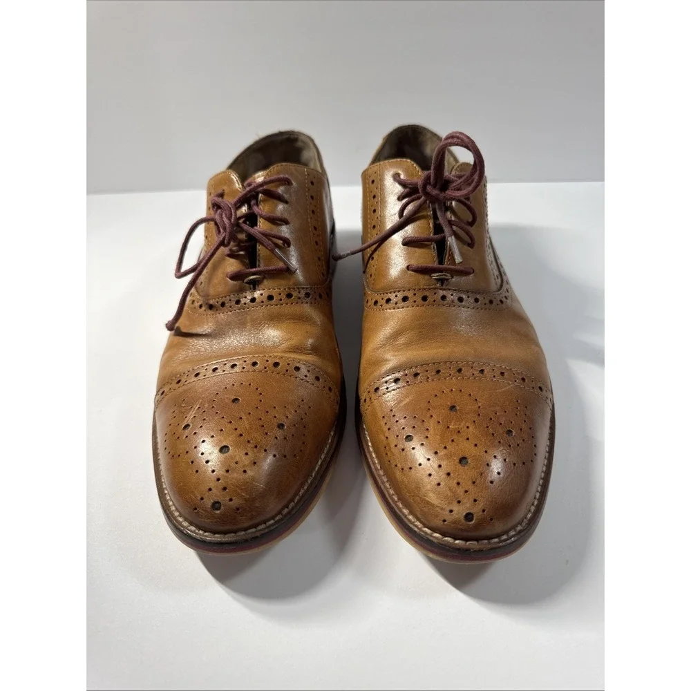 Johnston & Murphy 20-8682 Conard Mens 9.5M Brown Leather Lace Up Cap Toe Shoe